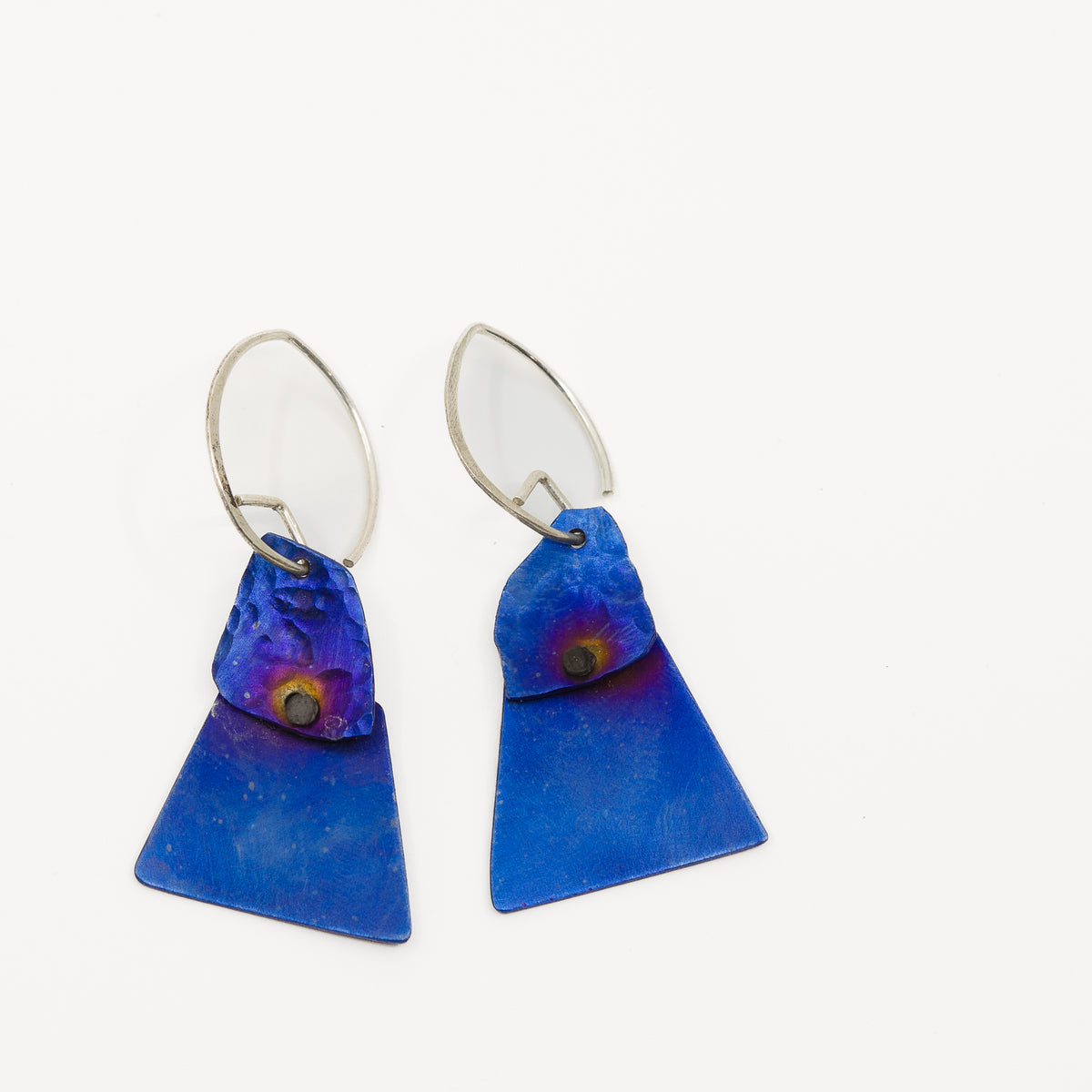 Hammered blue earrings