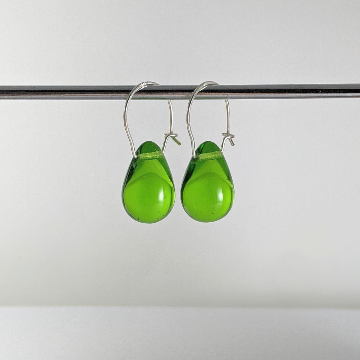 Peridot coloured teardrop earrings