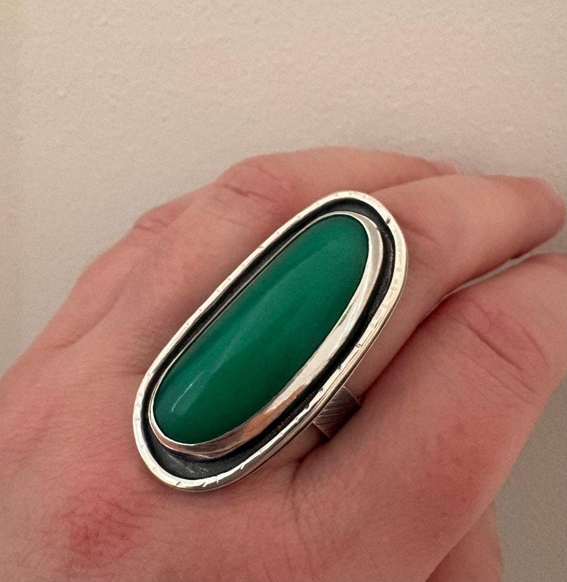Chrysoprase Statement Ring Size R1/2 (HT4)