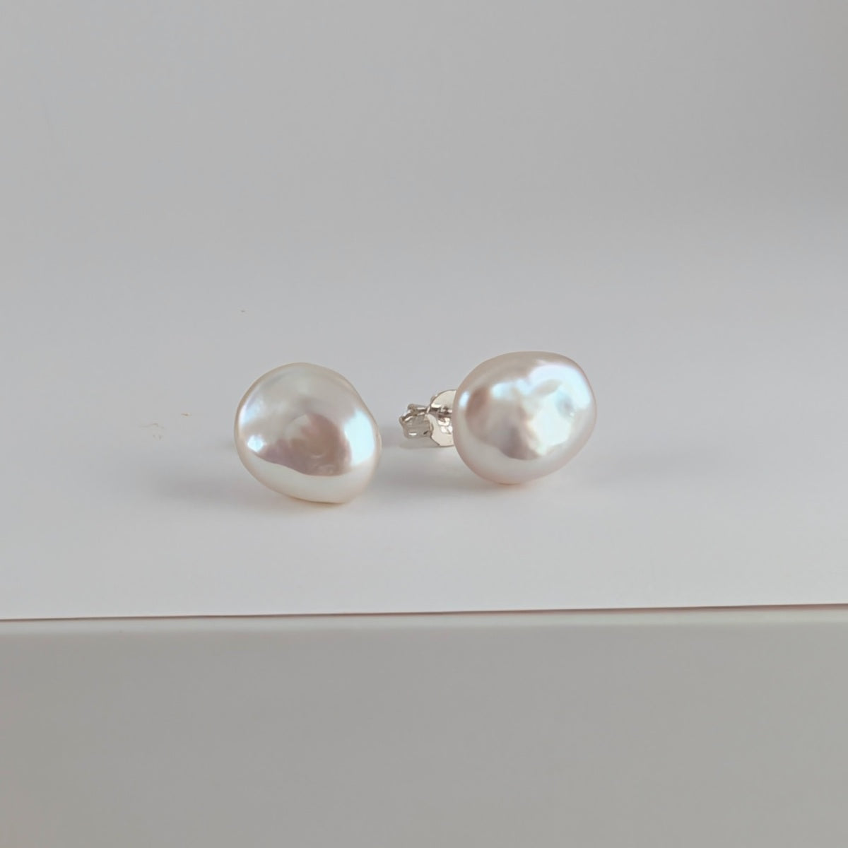 Keshi pearl sterling silver stud earrings