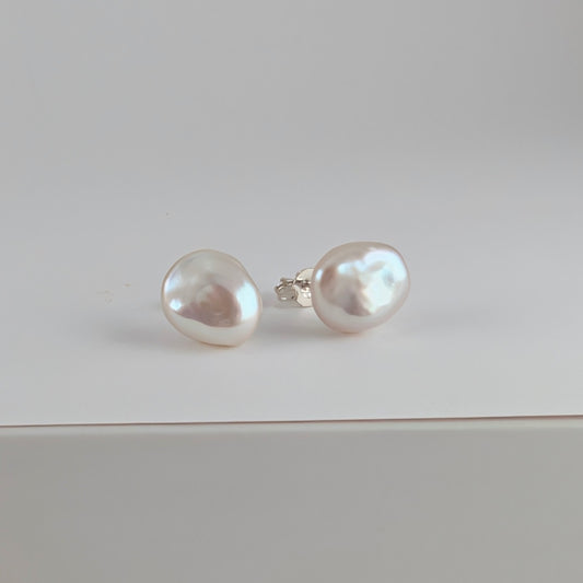 Keshi pearl sterling silver stud earrings