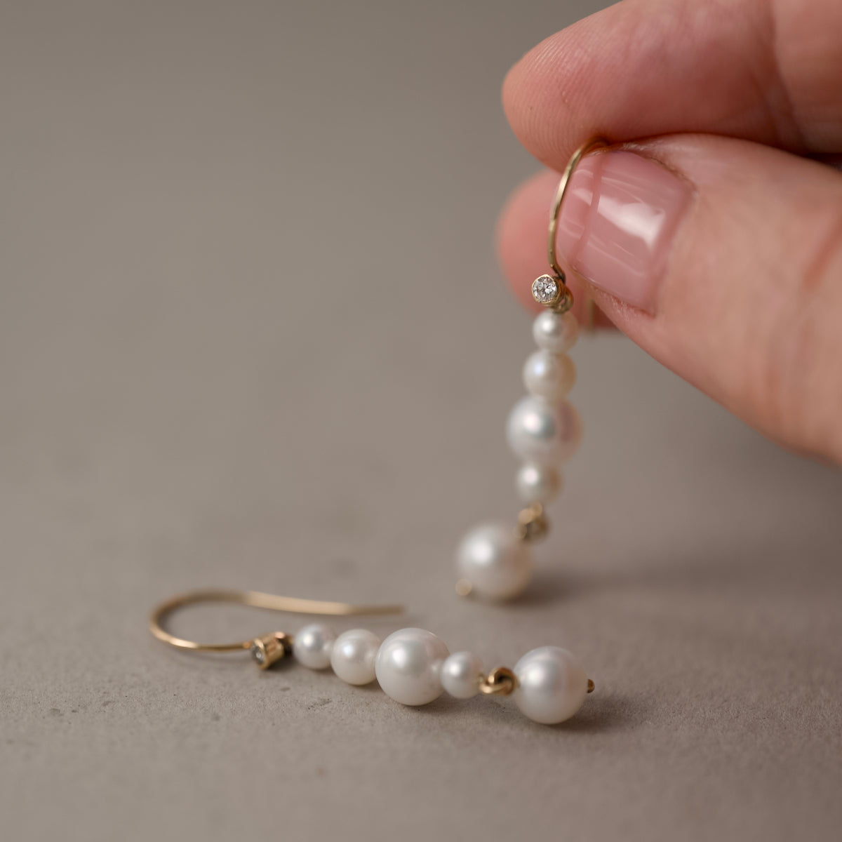 Ondina Freshwater Pearl Diamond Drop Earrings