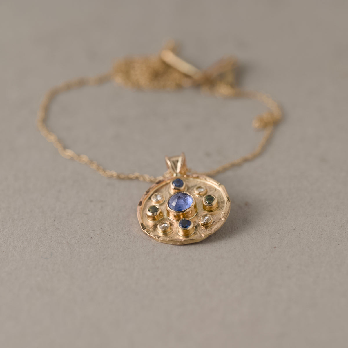 Florin Sapphire Rose-Cut Diamond Pendant