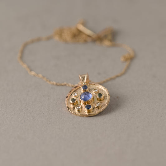 Florin Sapphire Rose-Cut Diamond Pendant