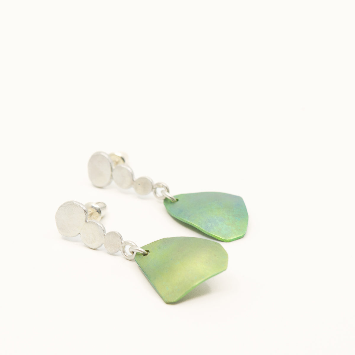 Green triangle earrings