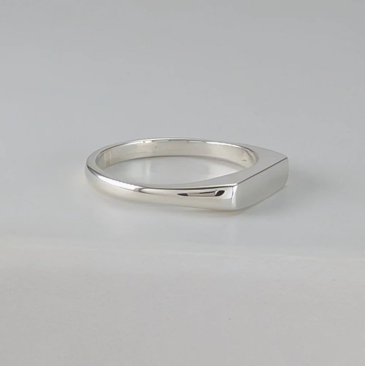 Narrow rectangular sterling silver signet ring