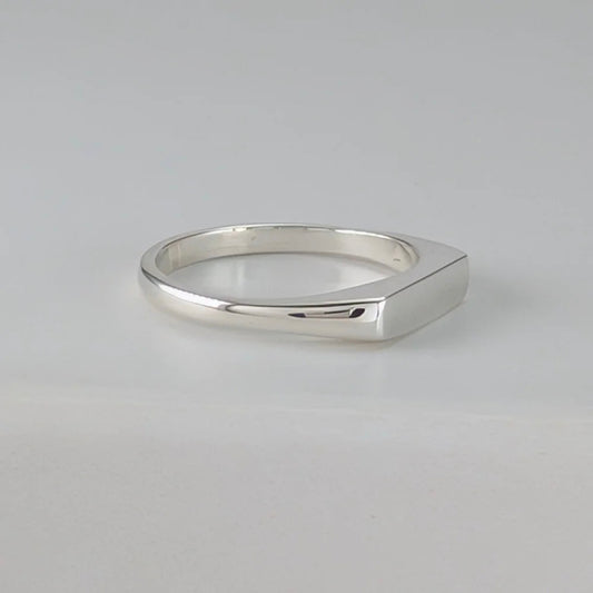 Narrow rectangular sterling silver signet ring