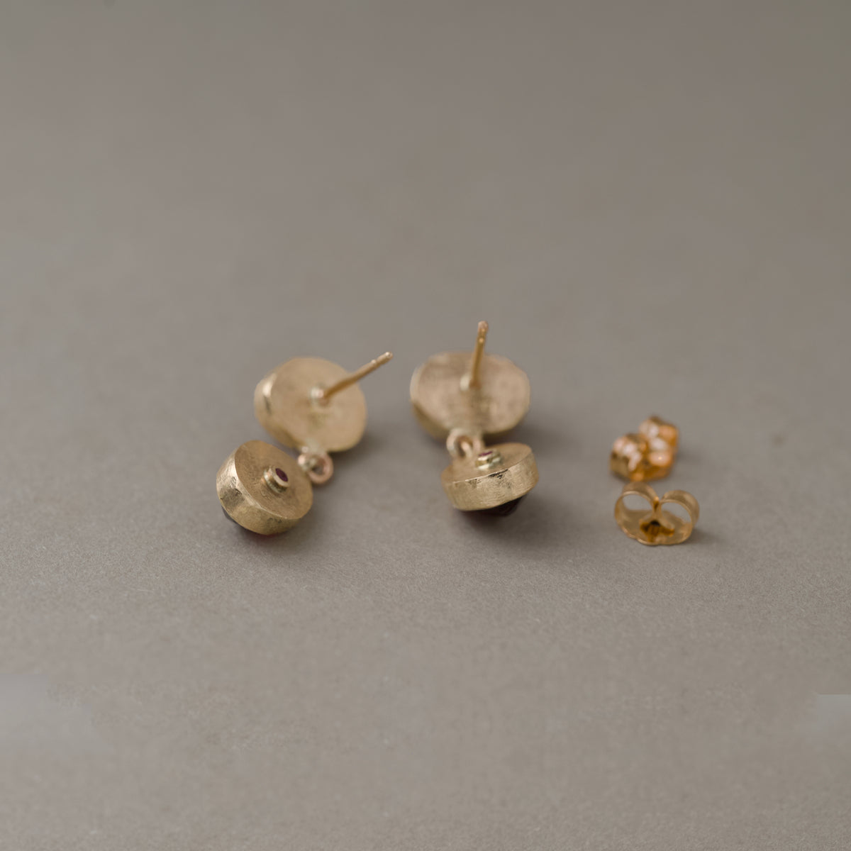 Duo Rhodolite Garnet Stud Earrings