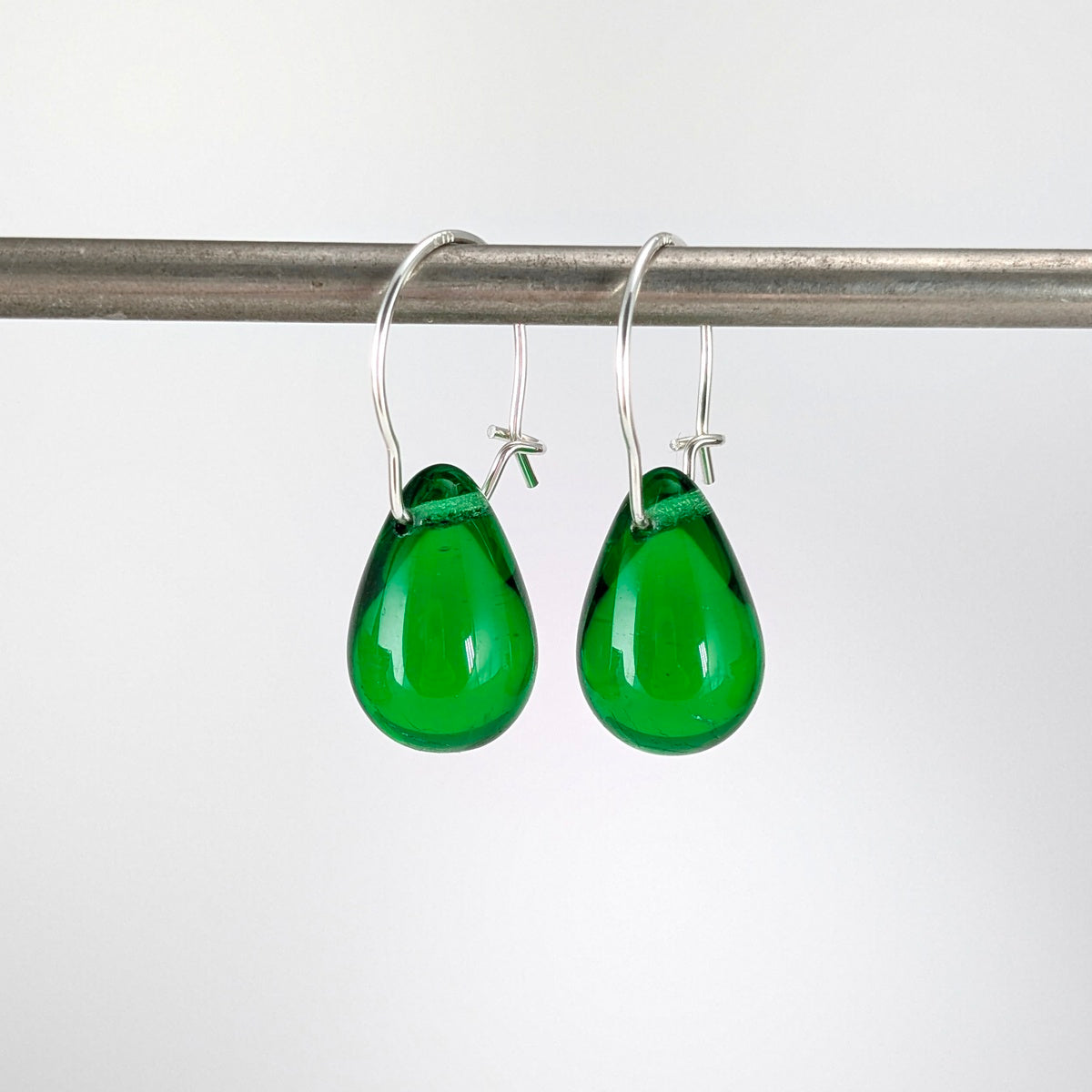 Bright green teardrop earrings