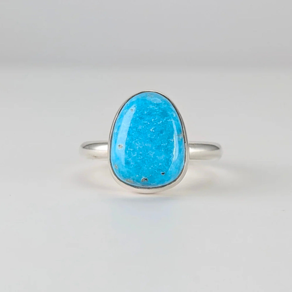 Squoval Persian turquoise sterling silver ring