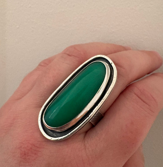 Chrysoprase Statement Ring Size R1/2 (HT4)