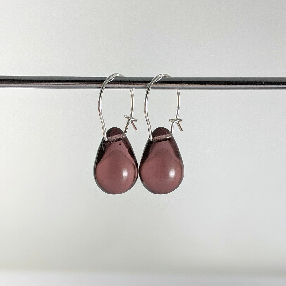 Amethyst coloured teardrop earrings