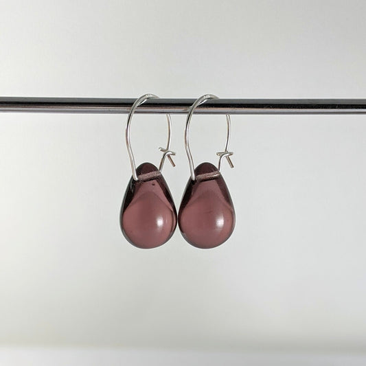 Amethyst coloured teardrop earrings